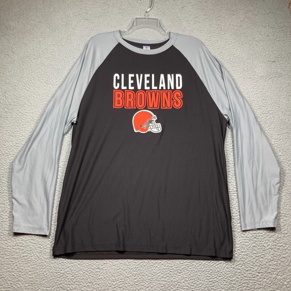 Cleveland Browns Pajama Top Adult XL Brown Long Sleeve NFL Football Stretch